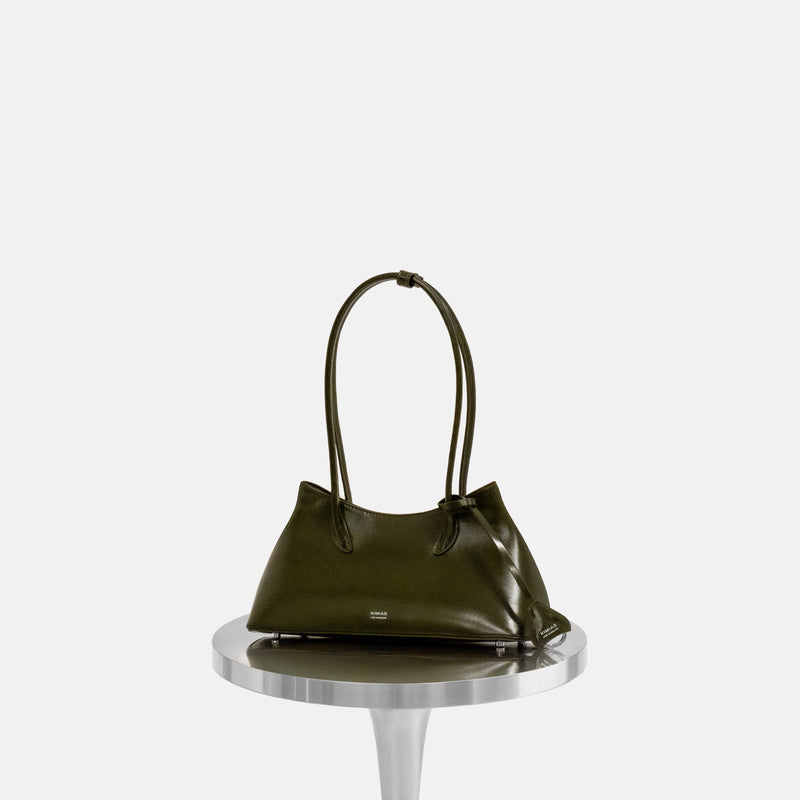 Olive Green Classic Shoulder handbag on a white background